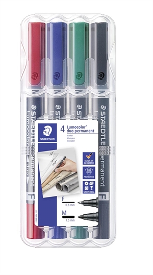 Staedtler Marker Lumocolor Duo Perm 0,6-1,5mm ass (4)Marker Staedtler Lumocolor Duo Perm 0,6-1,5 mm asortyment (4)